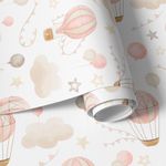 Papel de Parede Balões Aquarela Em Tons de Rosa Bebê