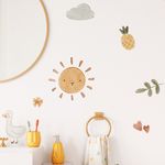 Kit Adesivos de Parede Infantil Aquarela Natureza Fofa – Sol, Baleia, Flores e Animais