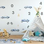 Adesivo de Parede Infantil Carros de Corrida Aquarela e Aventura