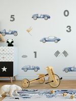 Adesivo de Parede Infantil Carros de Corrida Aquarela e Aventura