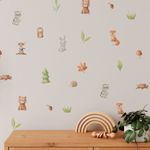 Kit Adesivos de Parede Infantil Animais da Floresta Aquarela