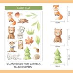 Kit Adesivos de Parede Infantil Animais da Floresta Aquarela