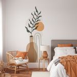 Adesivo de Parede Boho Abstrato Formas Botânicas Modernas