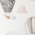 Adesivo de Parede Infantil Céu Mágico Balões e Nuvens Aquarela
