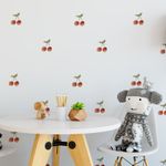 Kit Adesivos de Parede Infantil Cerejas Delicadas Aquarela