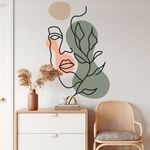 Adesivo de Parede Rosto Minimalista Estilo Boho Moderno