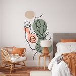Adesivo de Parede Rosto Minimalista Estilo Boho Moderno