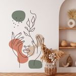 Adesivo de Parede Expressão Boho Rosto e Mãos Artístico