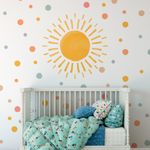 Adesivo de Parede Infantil Sol Radiante e Bolinhas Coloridas