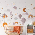 Kit Adesivos de Parede Infantil Céu Mágico Arco-íris e Nuvens