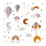Kit Adesivos de Parede Infantil Céu Mágico Arco-íris e Nuvens