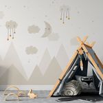 Kit Adesivos de Parede Infantil Montanhas Geométricas Escandinavas