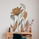 Adesivo de Parede Floral com Formas Orgânicas Contemporâneo