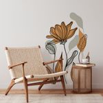 Adesivo de Parede Floral com Formas Orgânicas Contemporâneo