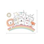 Adesivo de Parede Infantil Arco-Íris Encantado e Bichinhos Amigos