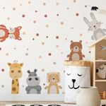 Kit Adesivos de Parede Infantil Safari Animais e Bolinhas Coloridas