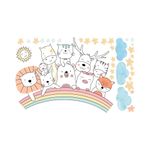 Adesivo de Parede Infantil Arco-Íris Encantado e Bichinhos Amigos