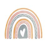 Adesivo de Parede Infantil Arco-Íris Boho com Corações Suaves