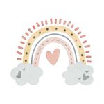 Adesivo de Parede Infantil Arco-Íris Boho Nuvens e Brilhos Mágicos