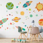 Kit Adesivo de Parede Infantil Galáxia com Planetas e Foguetes