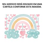 Adesivo de Parede Infantil Arco-Íris Encantado com Nuvens e Corações