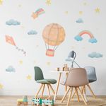 Kit Adesivos de Parede Infantil Céu Mágico: Balão, Pipa e Arco-Íris
