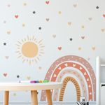 Adesivos de Parede Infantil: Arco-íris, Sol, Corações e Estrelas 