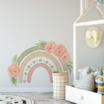 Adesivo de Parede Infantil Arco-Íris Delicado com Flores de Jardim