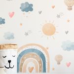 Kit Adesivos de Parede Infantil Universo Boho: Arco-íris e Elementos