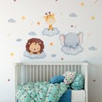 Adesivo de Parede Infantil Safari Baby Aquarela Animais