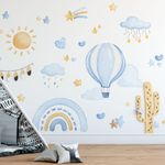 Adesivo de Parede Infantil Aquarela Céu Encantado Azul