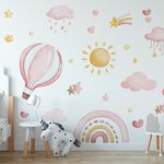 Adesivo de Parede Infantil Aquarela Céu Encantado Rosa