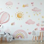 Adesivo de Parede Infantil Aquarela Céu Encantado Rosa