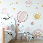 Adesivo de Parede Infantil Aquarela Céu Encantado Rosa