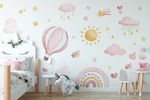 Adesivo de Parede Infantil Aquarela Céu Encantado Rosa
