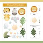 Kit Adesivos de Parede Safari Aquarela Animais da Selva