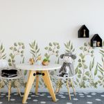Adesivo de Parede Infantil Folhagens Tropicais em Aquarela
