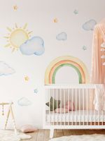 Adesivo de Parede Infantil Aquarela Arco-Íris e Céu Encantado