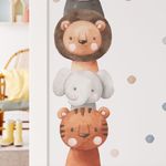 Adesivo de Parede Infantil Aquarela Bichinhos da Selva e Poás
