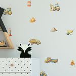Kit Adesivos de Parede Aquarela Canteiro de Obras e Máquinas