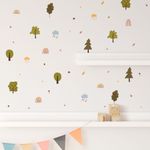 Kit Adesivos de Parede Natureza Encantada: Árvores e Arco-Íris Boho