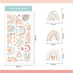 Kit Adesivos de Parede Infantil Aquarela Arco-Íris Mágico e Nuvens