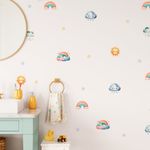 Kit Adesivos Decorativos de Parede Céu Encantado: Arco-Íris e Sol