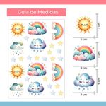 Kit Adesivos Decorativos de Parede Céu Encantado: Arco-Íris e Sol