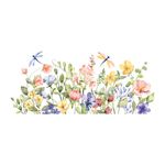 Adesivo de Parede Jardim Delicado Aquarela Flores e Libélulas