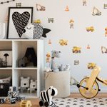 Kit Adesivos de Parede Infantil Canteiro de Obras: Tratores e Caminhões