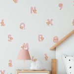 Kit Adesivos de Parede Infantil Educativo Alfabeto e Números Rosa