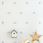 Kit Adesivos de Parede Aquarela Céu Encantado: Balão e Nuvens