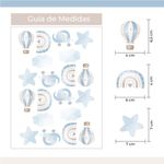 Kit Adesivos de Parede Aquarela Céu Encantado: Balão e Nuvens