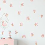 Kit Adesivos de Parede Infantil Educativo Alfabeto e Números Rosa